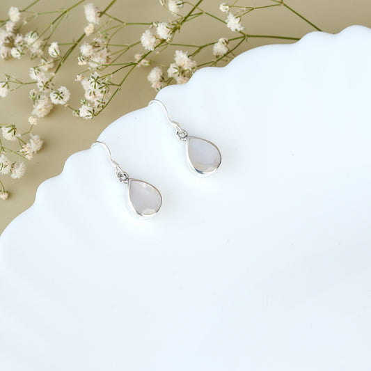 Silver Crystal Tear Drop Dangle Earrings