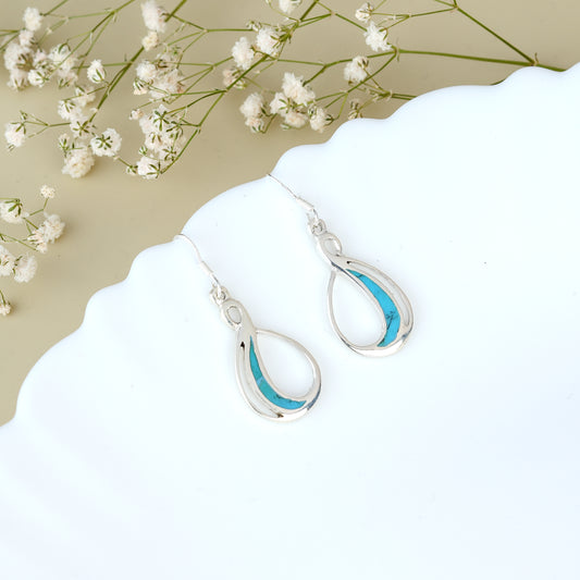 Silver Blue Enigma Dangle Earrings