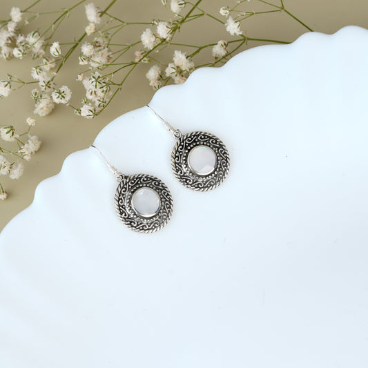 Silver Oxidized Crystal Halo Dangles