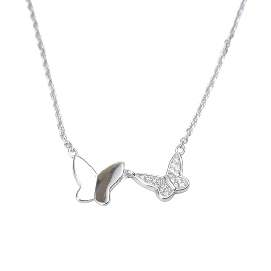 Fluttering Wings Silver Necklace