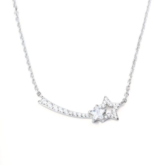 Starlit Gemstone Duo Silver Pendant Necklace