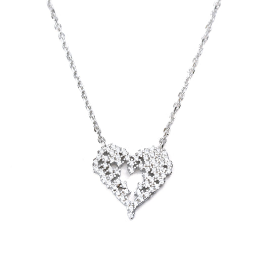 Stone Heart Silver Pendant Necklace