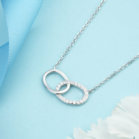 Double Oval Harmony Silver Necklace