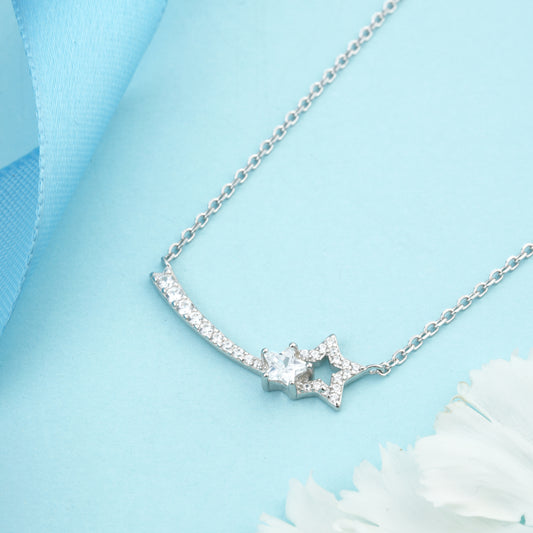 Twinkle Star Duo Silver Necklace