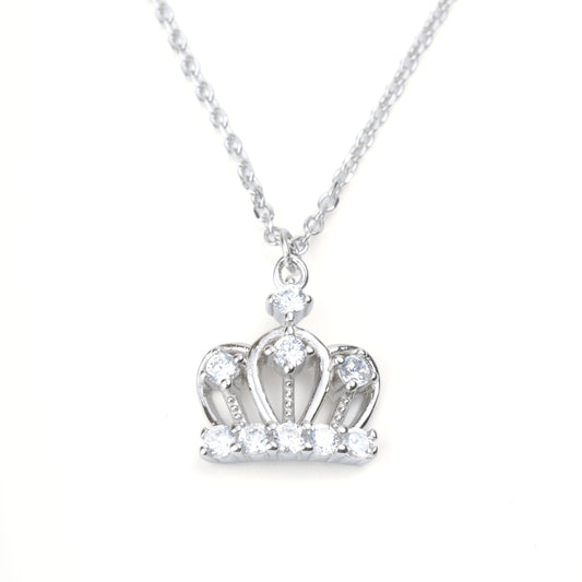 Royal Crown Silver Pendant Necklace