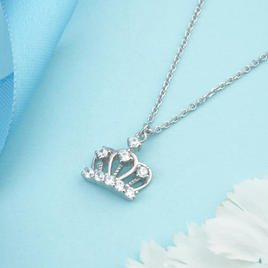 Royal Crown Silver Pendant Necklace